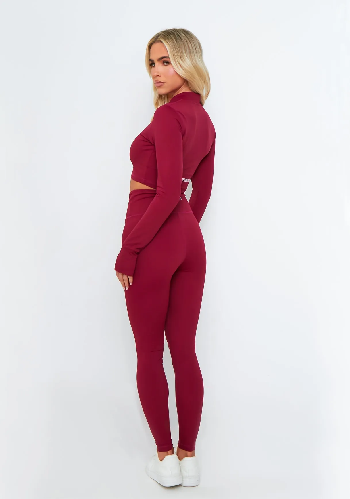 Valeria Burgundy Missy Empire High Waisted Gym Leggings sold by Missy Empire product image thumbnail 3