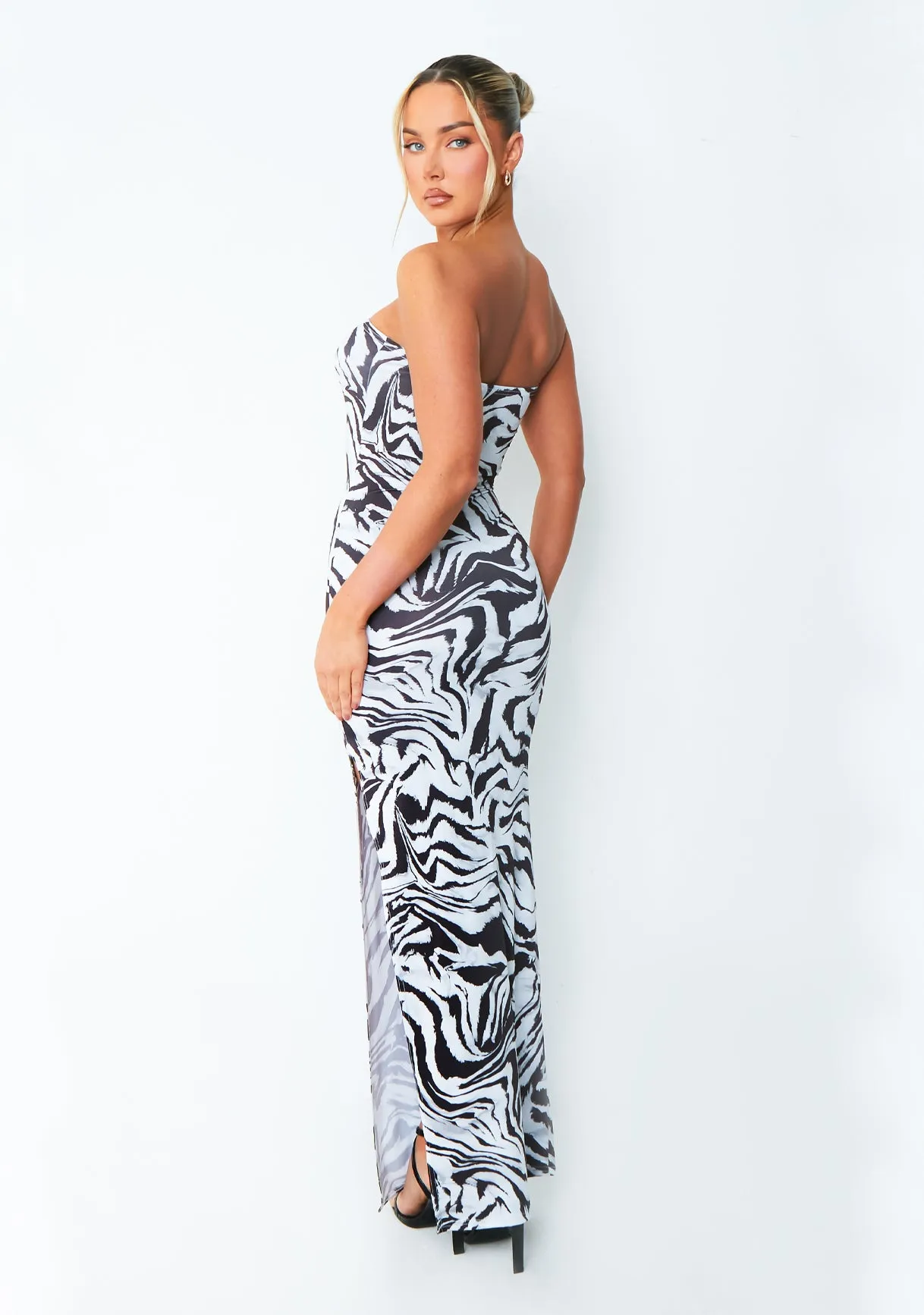 Angel Zebra Printed Bandeau Maxi Dress sold by Missy Empire product image thumbnail 4