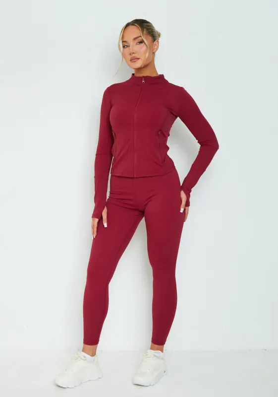 Lacey Burgundy Active Leggings sold by Missy Empire