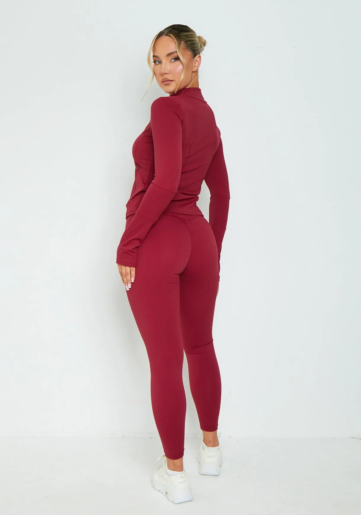 Lacey Burgundy Active Leggings sold by Missy Empire product image thumbnail 2