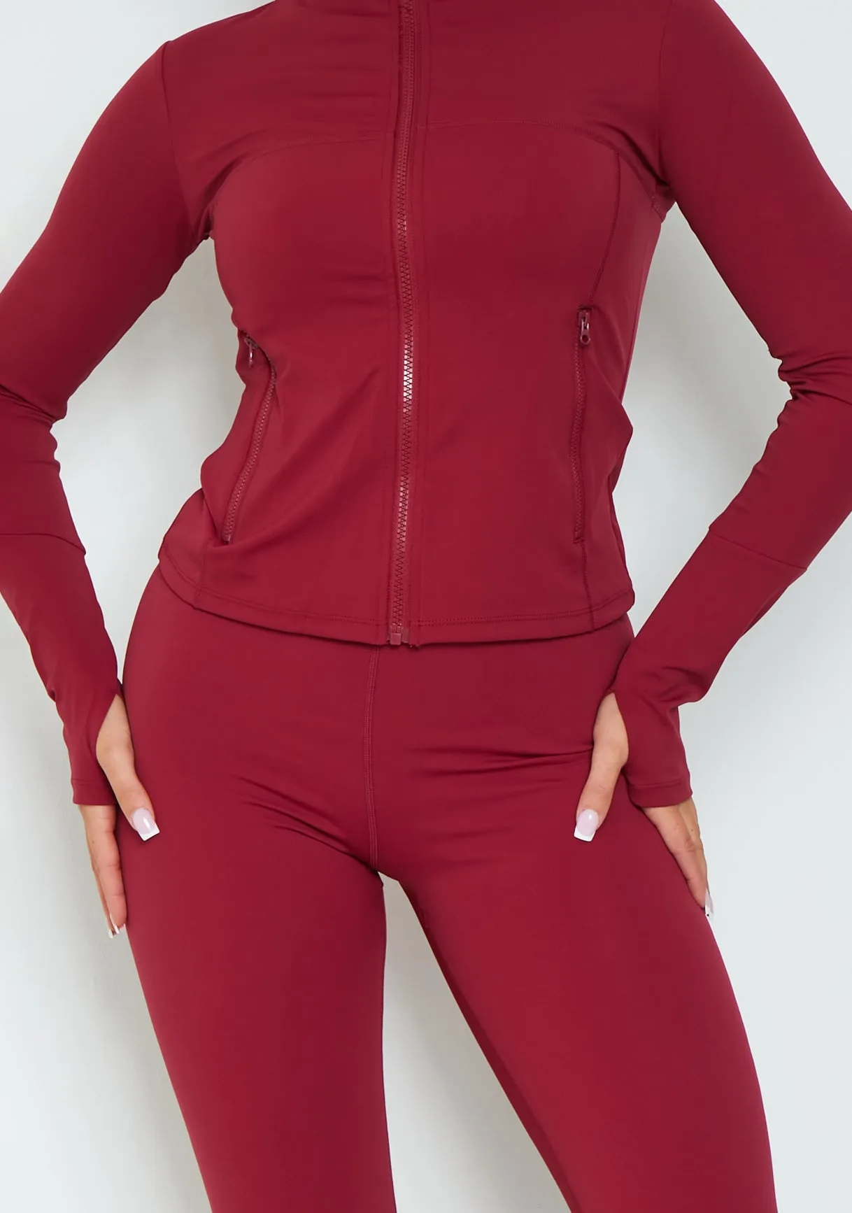 Lacey Burgundy Active Leggings sold by Missy Empire product image thumbnail 3