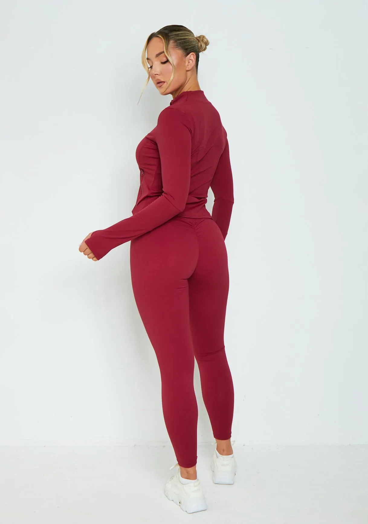 Jenna Burgundy Active Long Sleeve Jacket sold by Missy Empire product image thumbnail 4