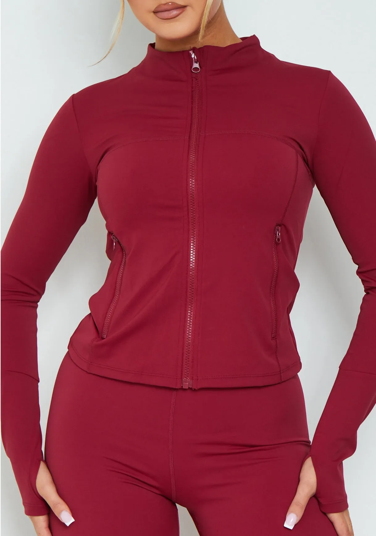 Jenna Burgundy Active Long Sleeve Jacket sold by Missy Empire product image thumbnail 3