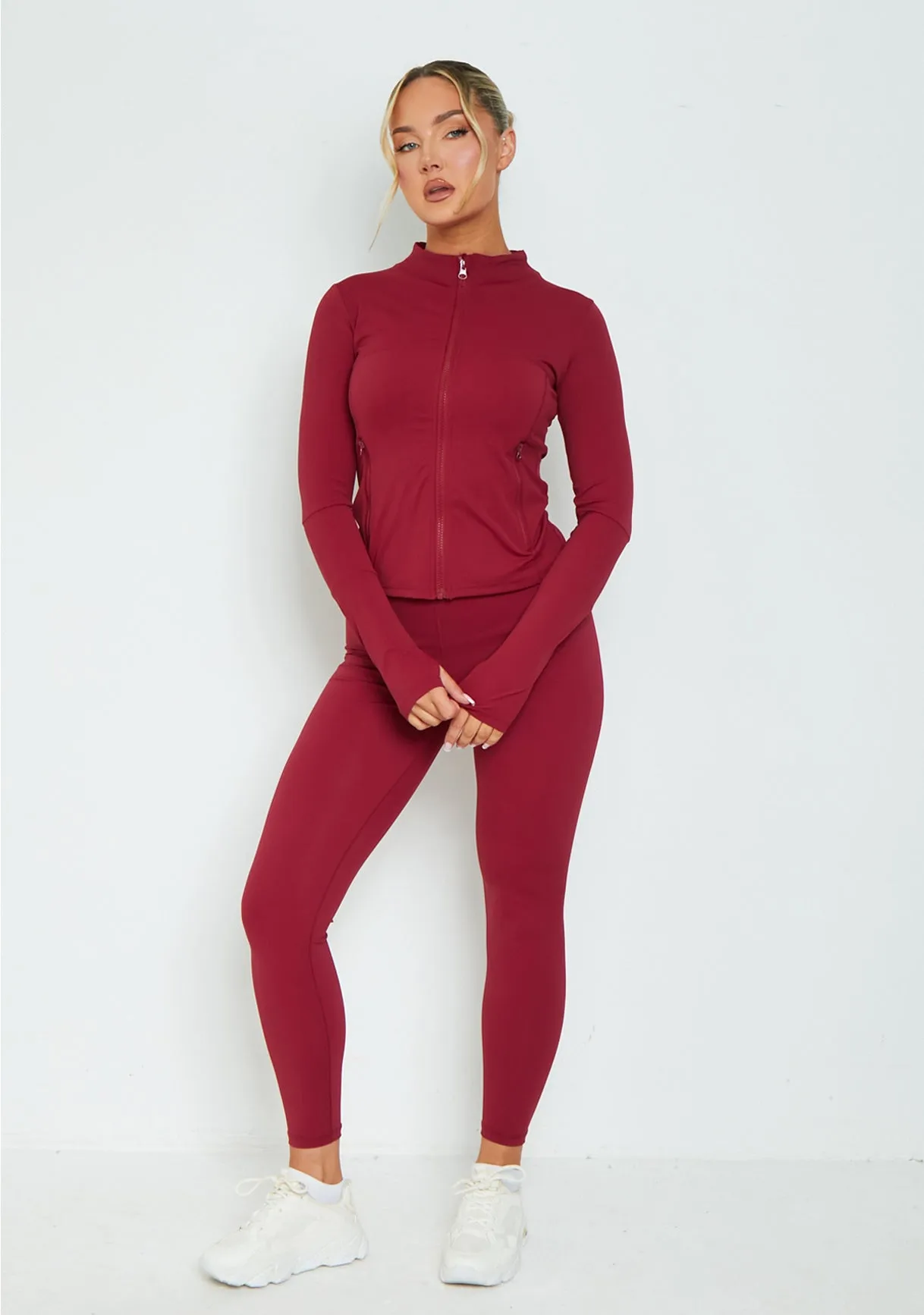 Jenna Burgundy Active Long Sleeve Jacket sold by Missy Empire product image thumbnail 2