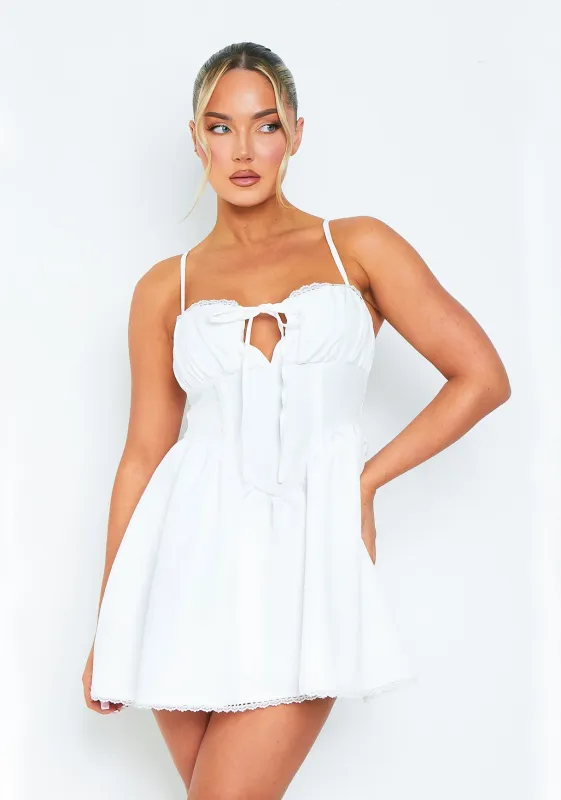 Olivia White Cami Skater Mini Dress sold by Missy Empire