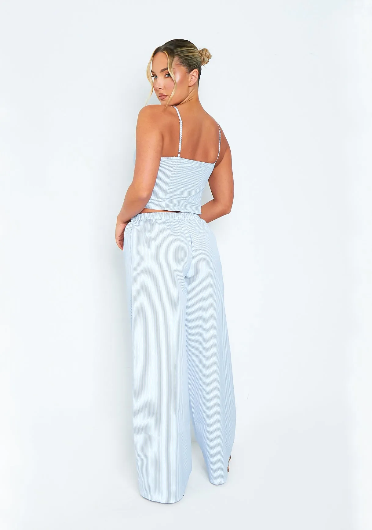 Nova Blue & White Striped Crop Top sold by Missy Empire product image thumbnail 3