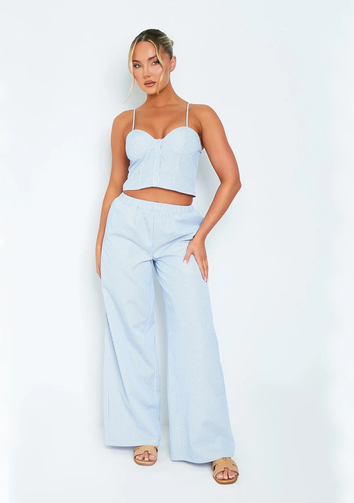 Nova Blue & White Striped Crop Top sold by Missy Empire product image thumbnail 2