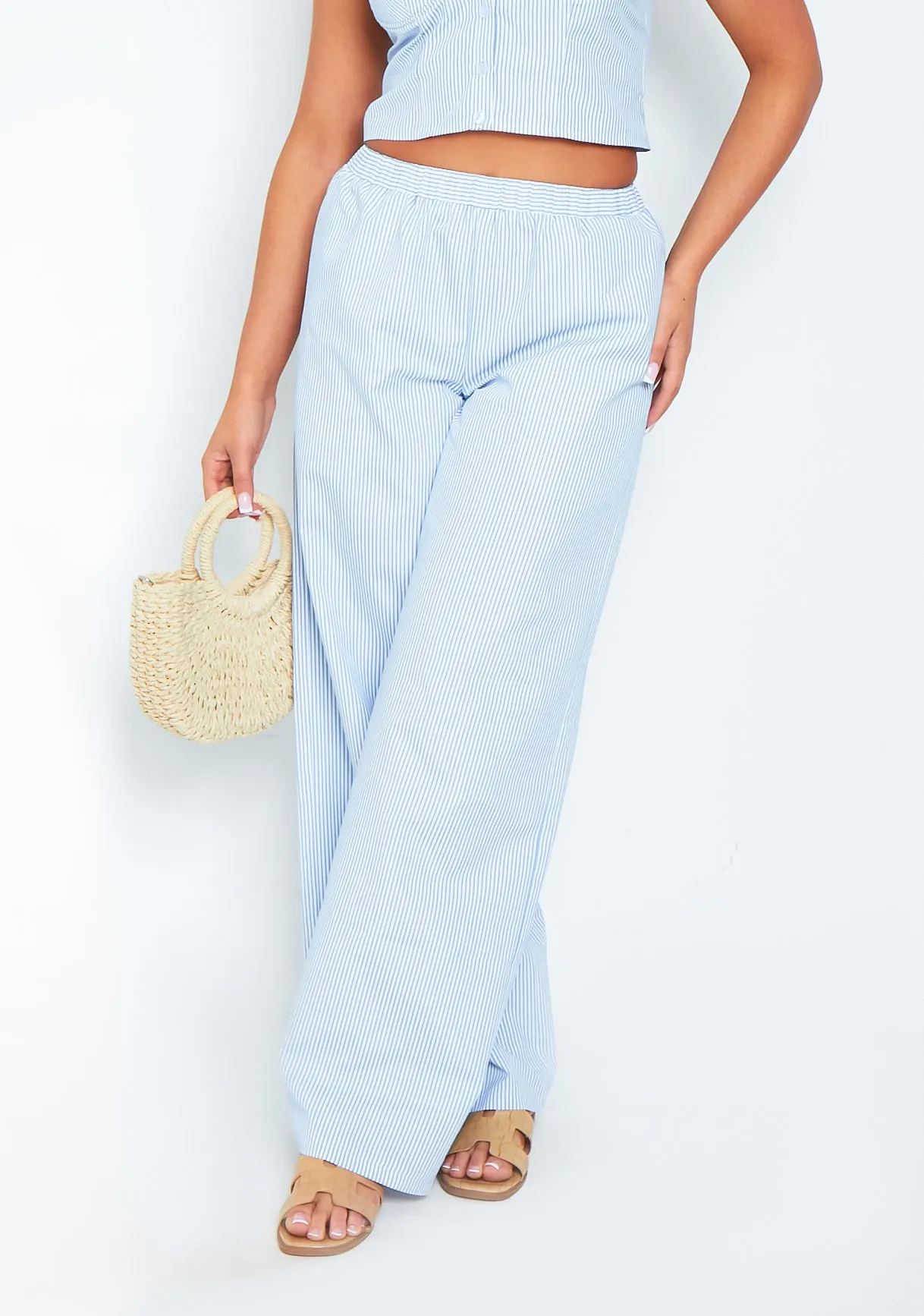 Laura Blue & White Striped Straight Leg Trouser sold by Missy Empire product image thumbnail 3