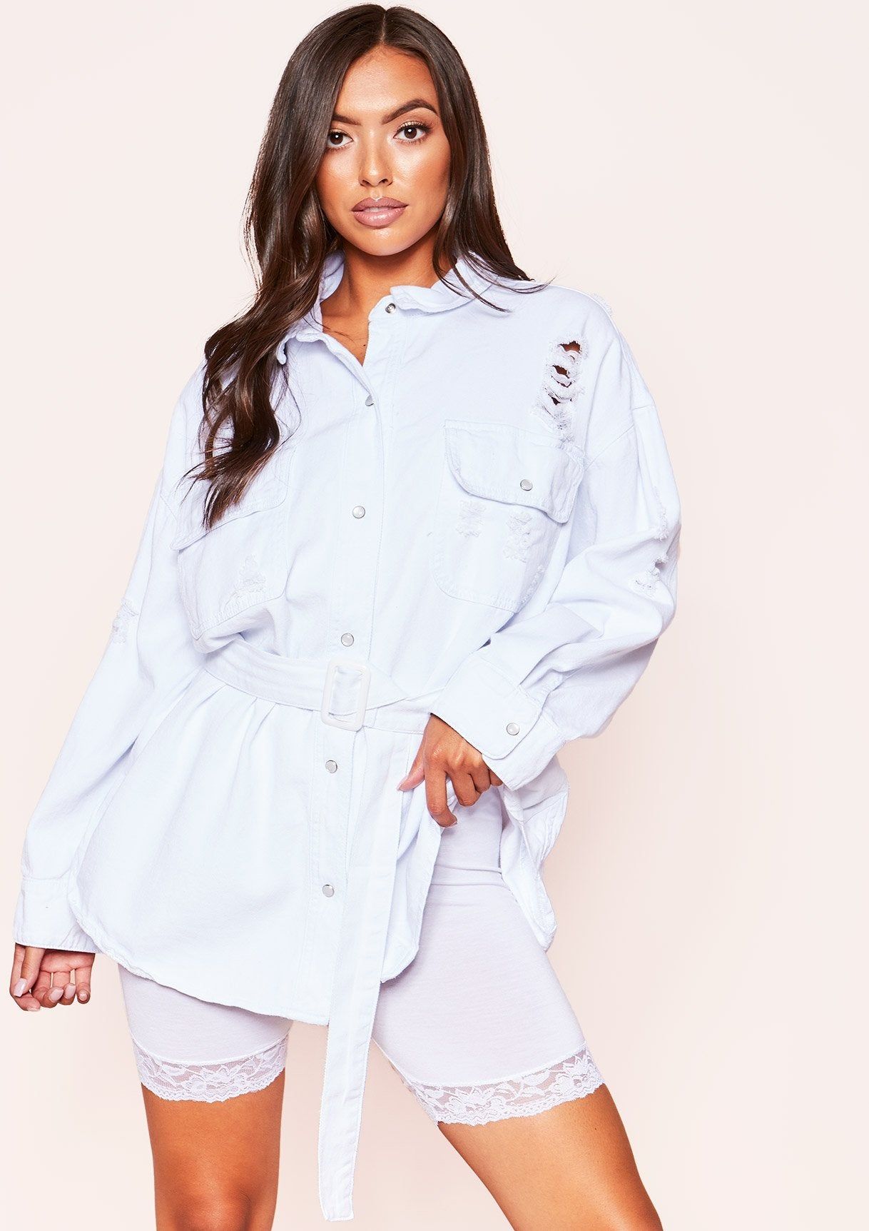 Amira White Lace Trim Cycle Shorts sold by Missy Empire product image thumbnail 3