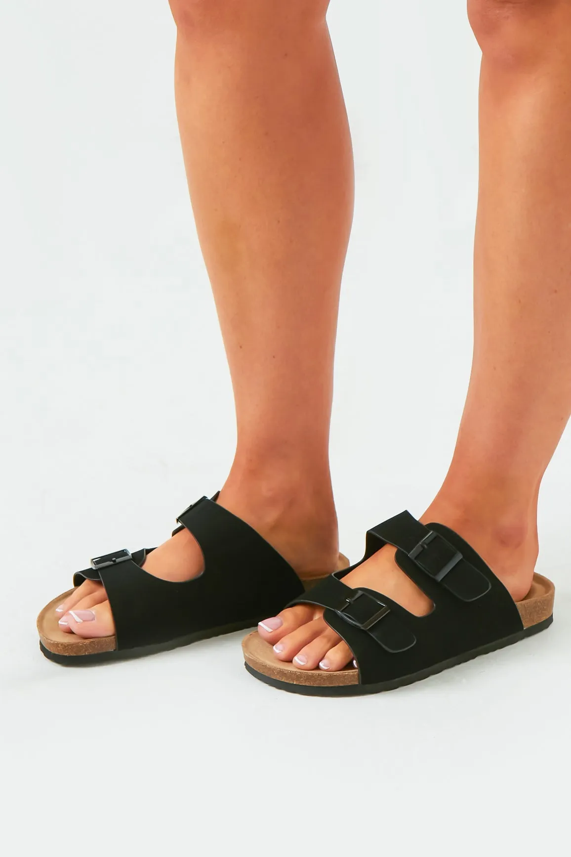 Amy Black Double Buckle Sandals sold by Missy Empire product image thumbnail 2