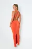 Sara Orange Backless Halterneck Maxi Dress sold by Missy Empire
