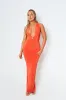 Sara Orange Backless Halterneck Maxi Dress sold by Missy Empire