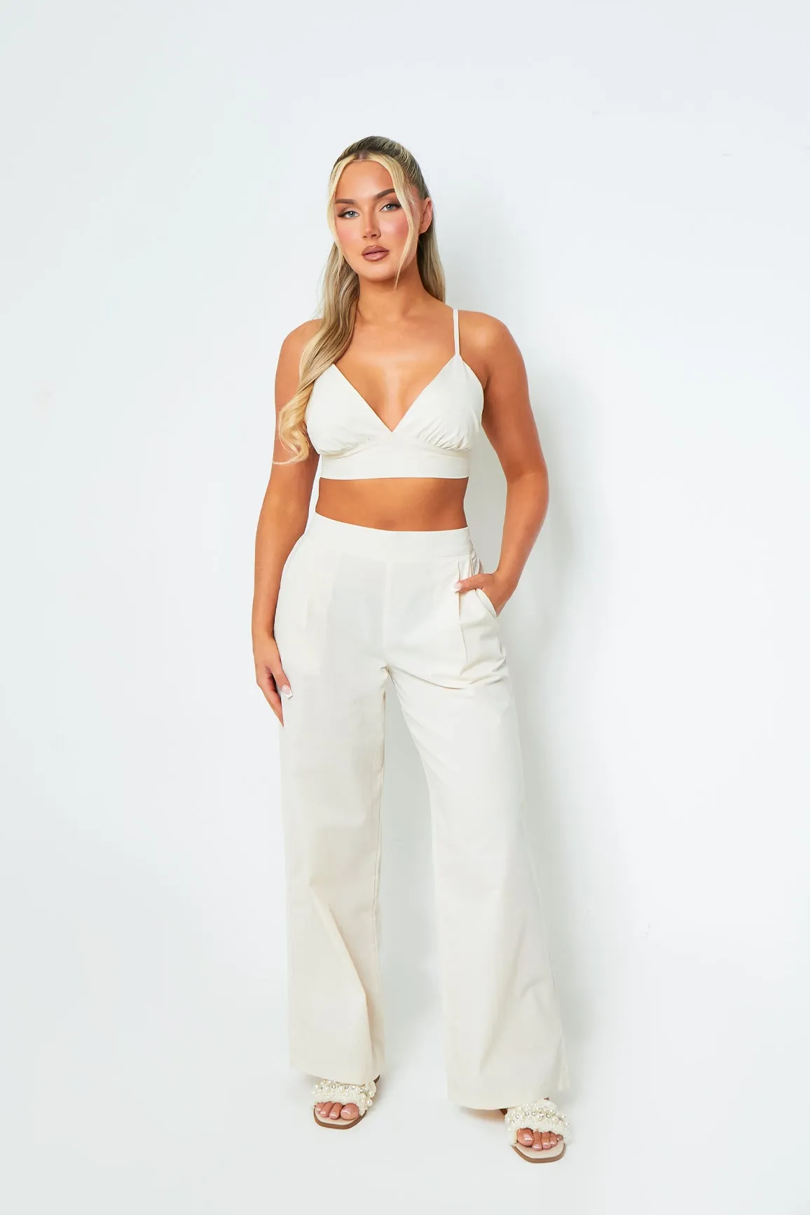 Mia Cream Sculpted Scoop Neck Bralette sold by Missy Empire product image thumbnail 2