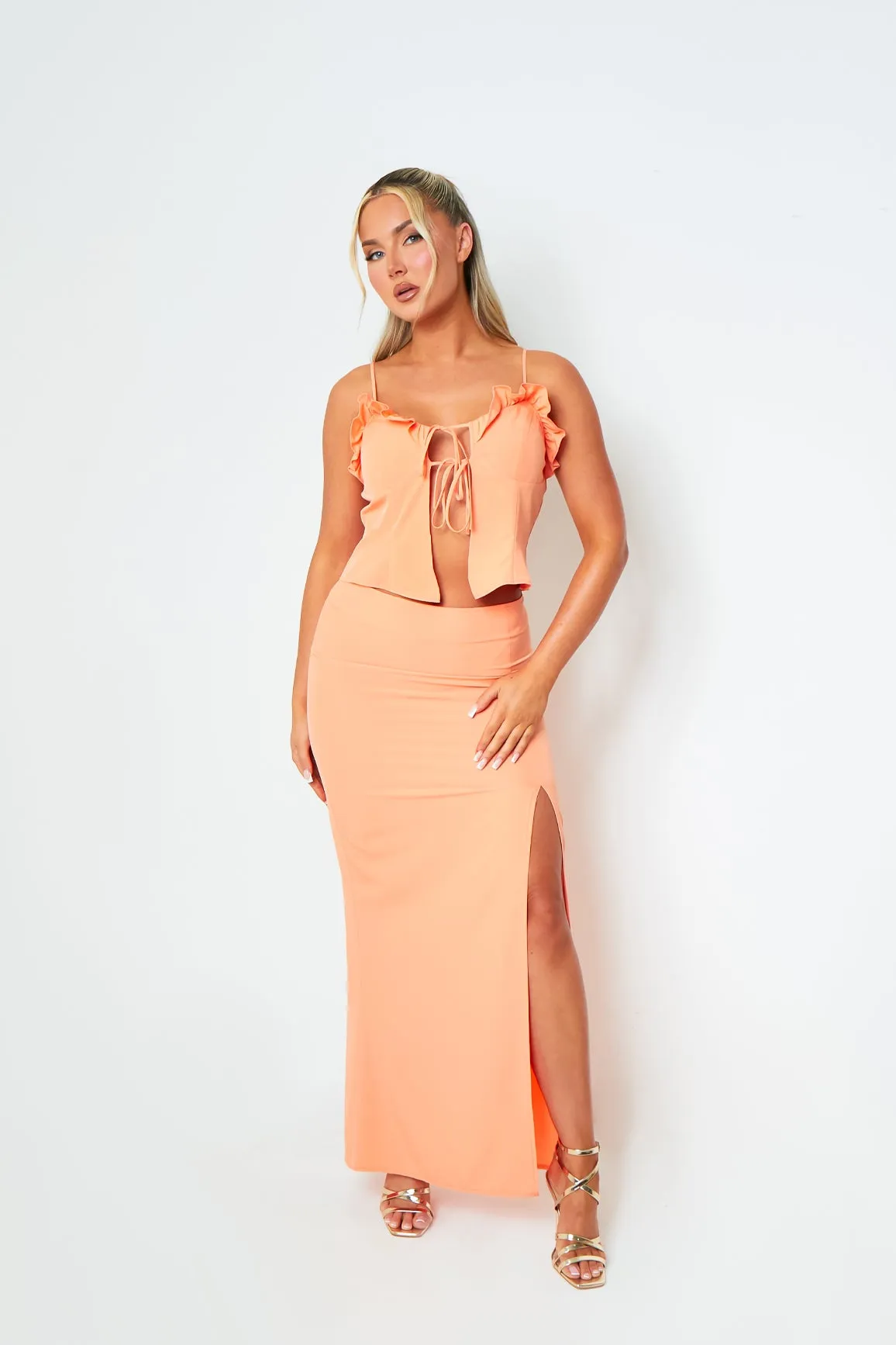 Sophia Coral Maxi Skirt sold by Missy Empire product image thumbnail 3