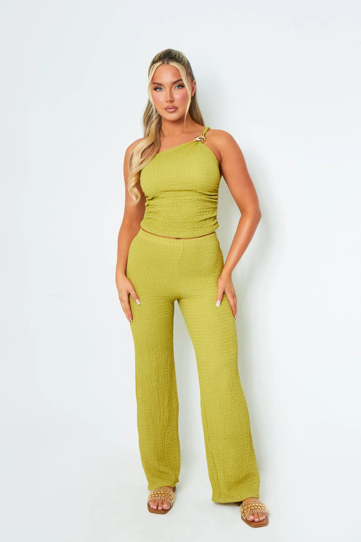 Katie Olive Straight Leg Trousers sold by Missy Empire