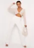 Luna Champagne Slinky Twist Front Long Sleeve Crop Top sold by Missy Empire