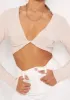 Luna Champagne Slinky Twist Front Long Sleeve Crop Top sold by Missy Empire