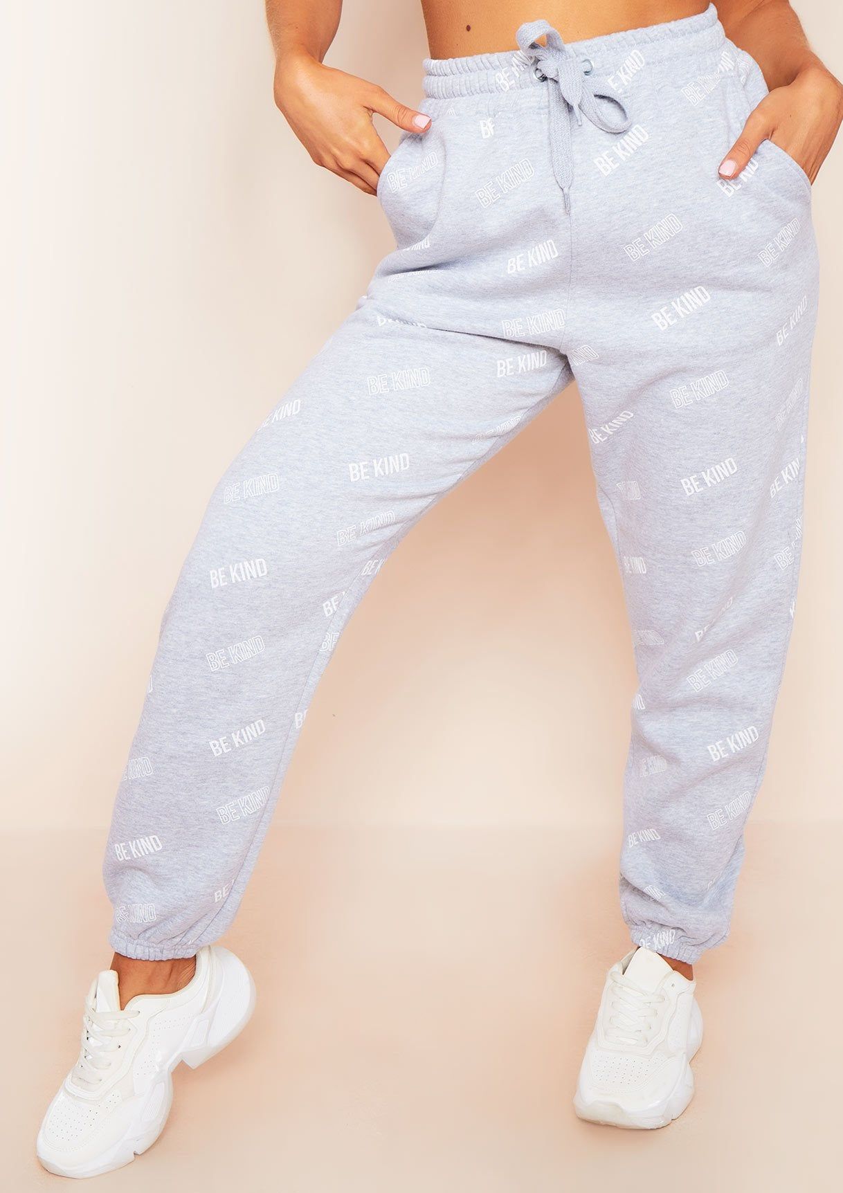 Candice Grey BE KIND Repetitive Text Oversized Joggers sold by Missy Empire product image thumbnail 2