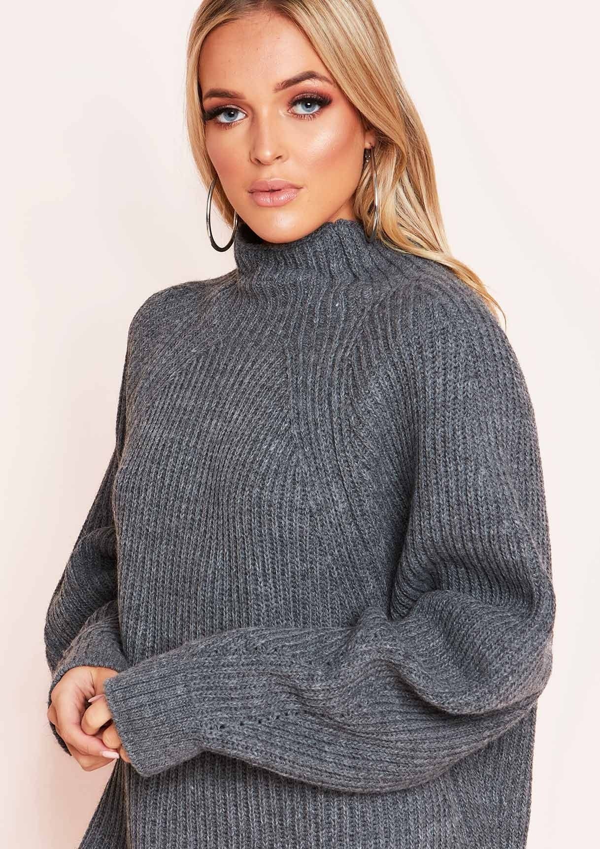 Amie Charcoal Chunky Knit Jumper Dress sold by Missy Empire product image thumbnail 4