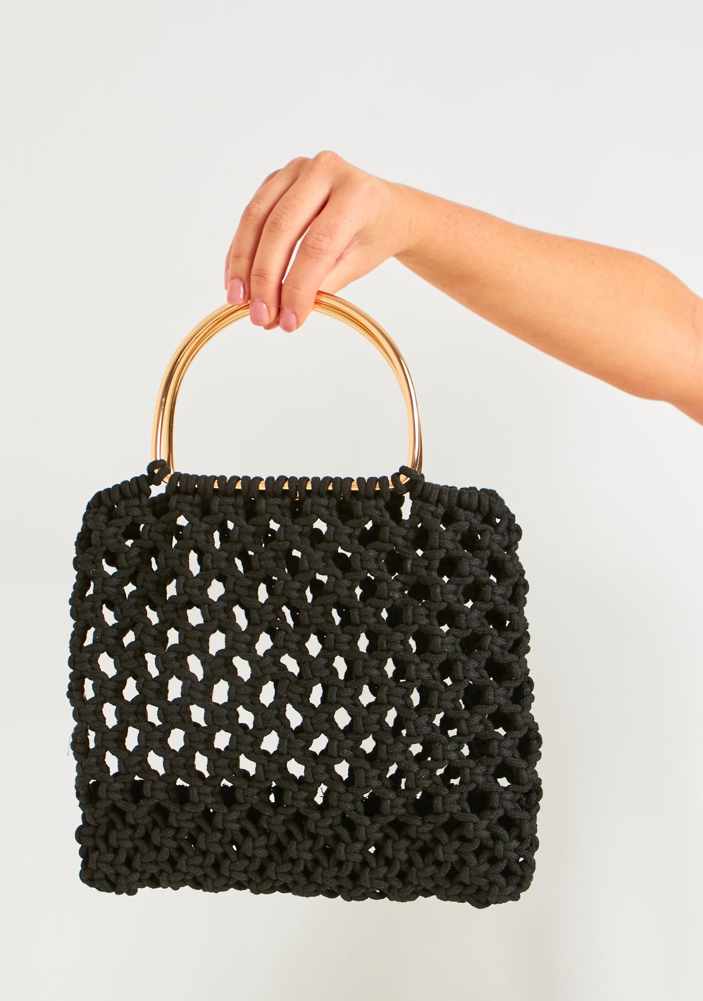 Isla Black Crochet Mini Grab Bag sold by Missy Empire product image thumbnail 2