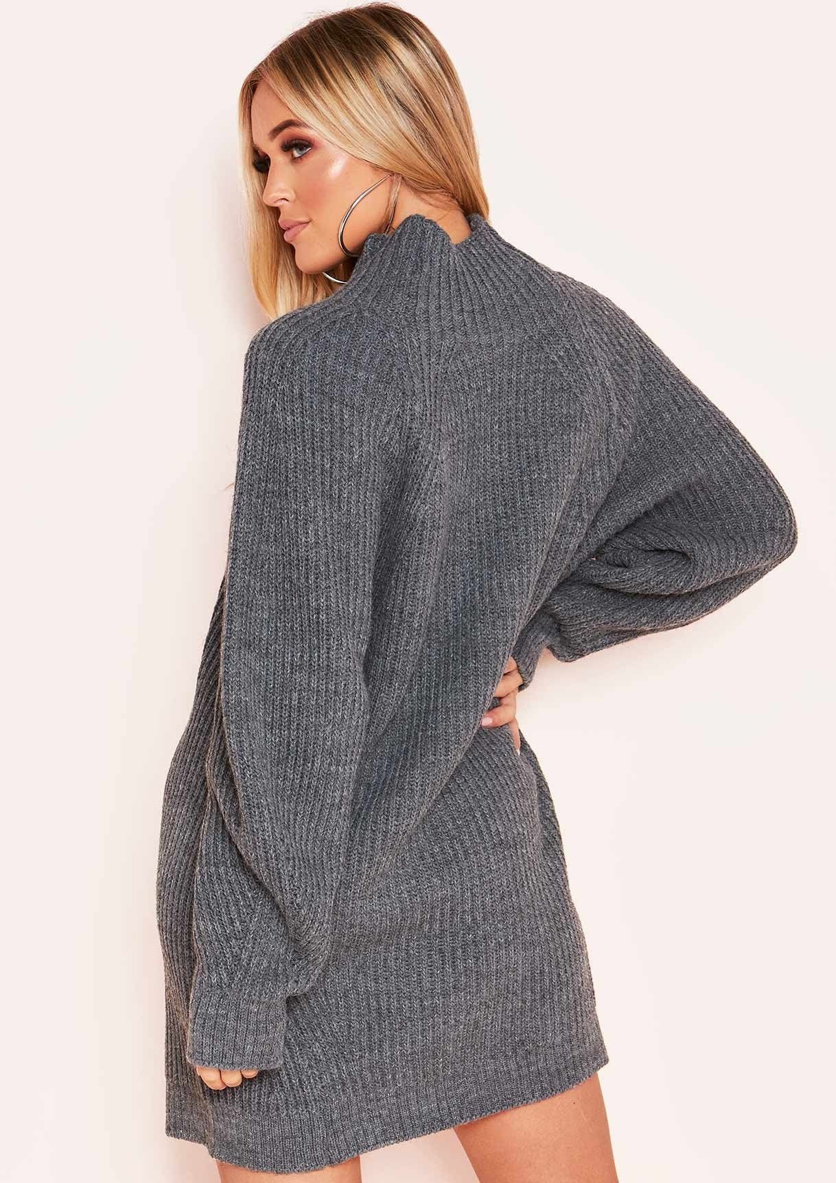 Amie Charcoal Chunky Knit Jumper Dress sold by Missy Empire product image thumbnail 2