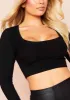 Aria Black Ribbed Square Neck Crop Top sold by Missy Empire