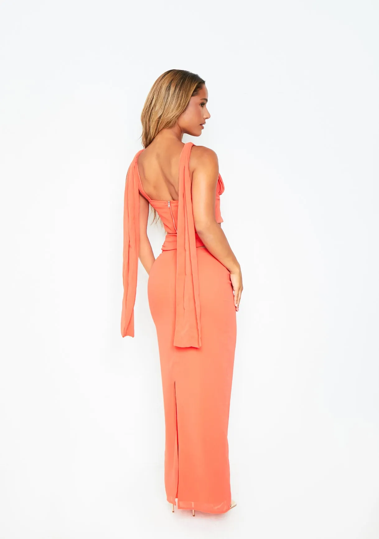 Chloe Orange Chiffon Maxi Skirt sold by Missy Empire product image thumbnail 2