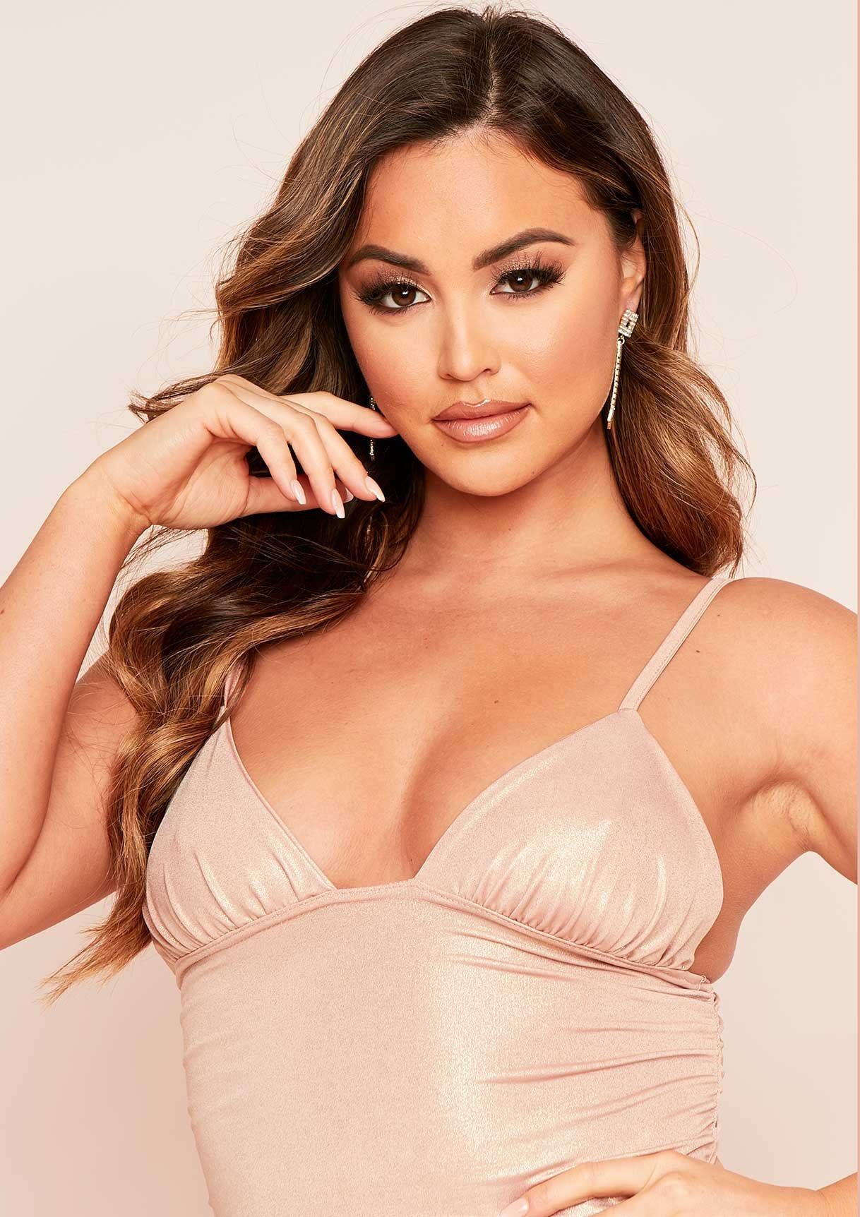 Cama Rose Gold Shimmer Ruched Mini Dress sold by Missy Empire product image thumbnail 3