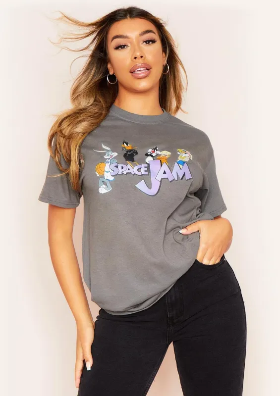 Michelle Charcoal Space Jam Retro 90s Cartoon Graphic T-Shirt sold by Missy Empire