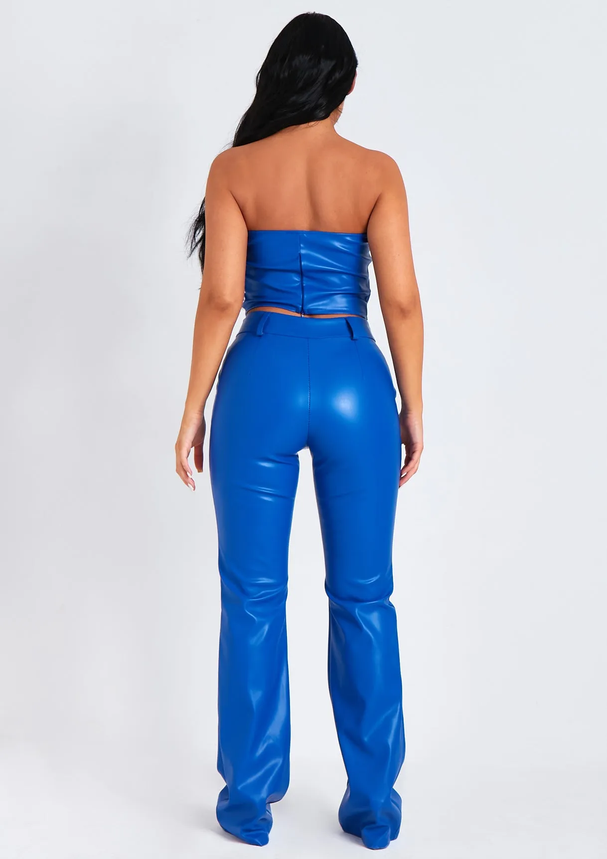 Abby Blue Faux Leather Cropped Corset sold by Missy Empire product image thumbnail 3