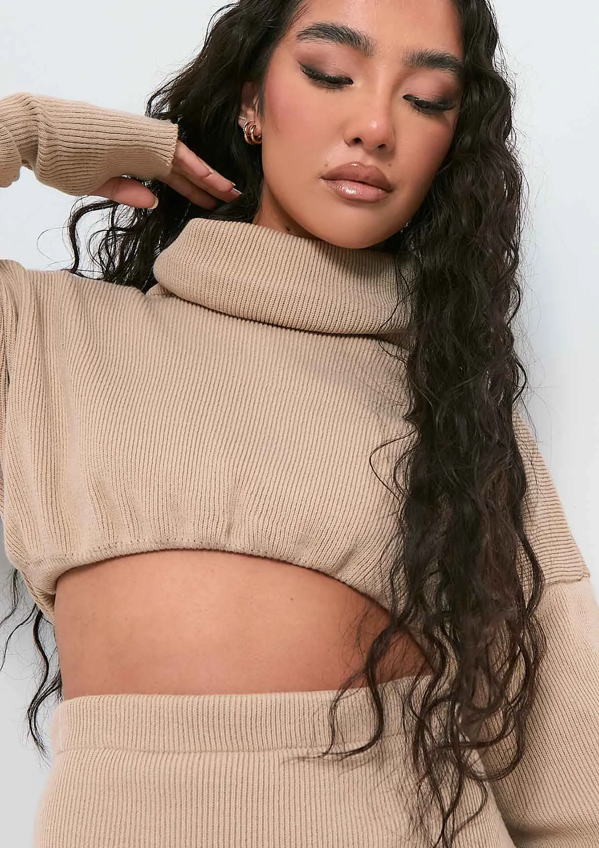 Zara Beige Knitted Mini Skirt Co-ord sold by Missy Empire product image thumbnail 5