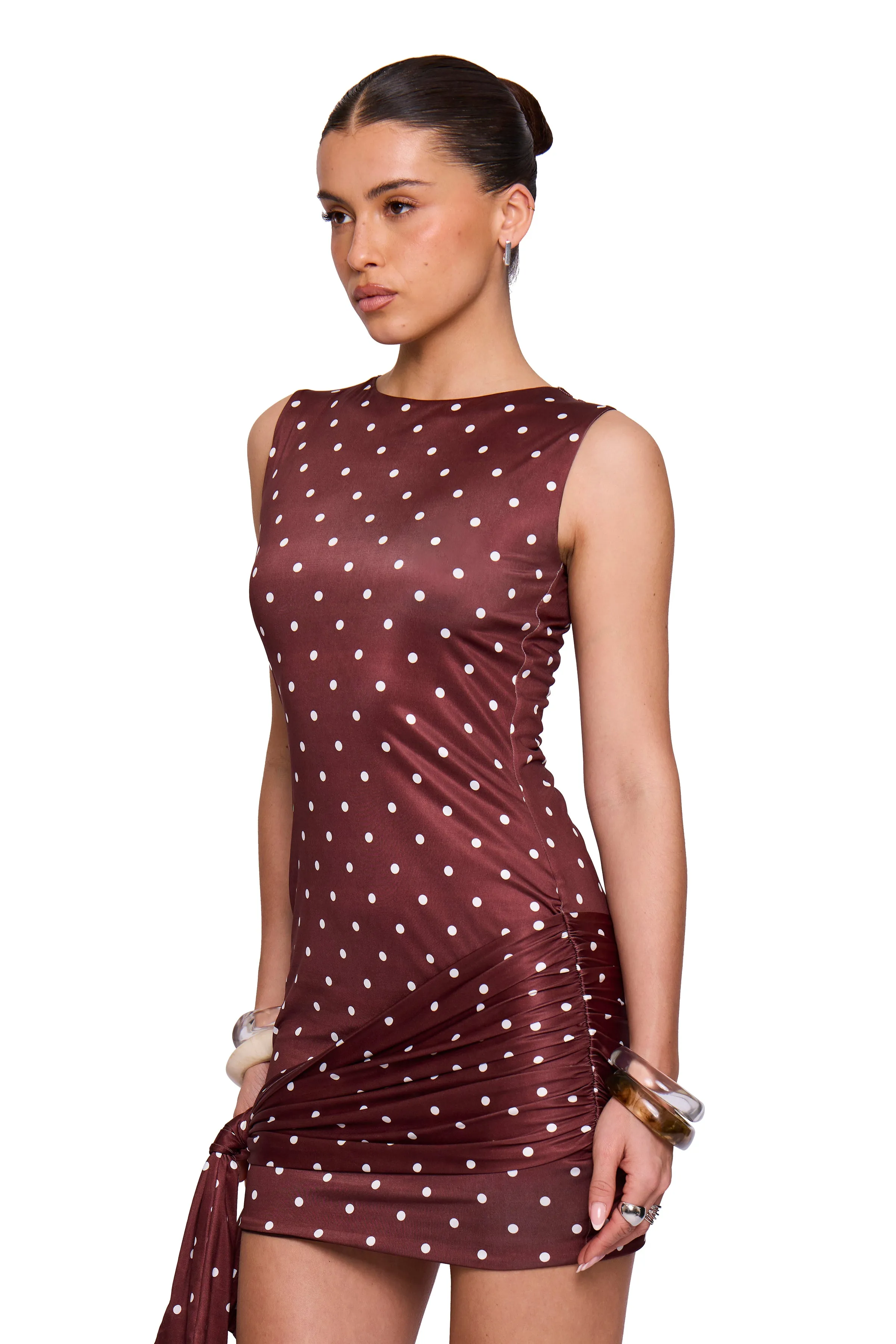 Chocolate Polka Wrap Dress sold by Missy Empire product image thumbnail 3