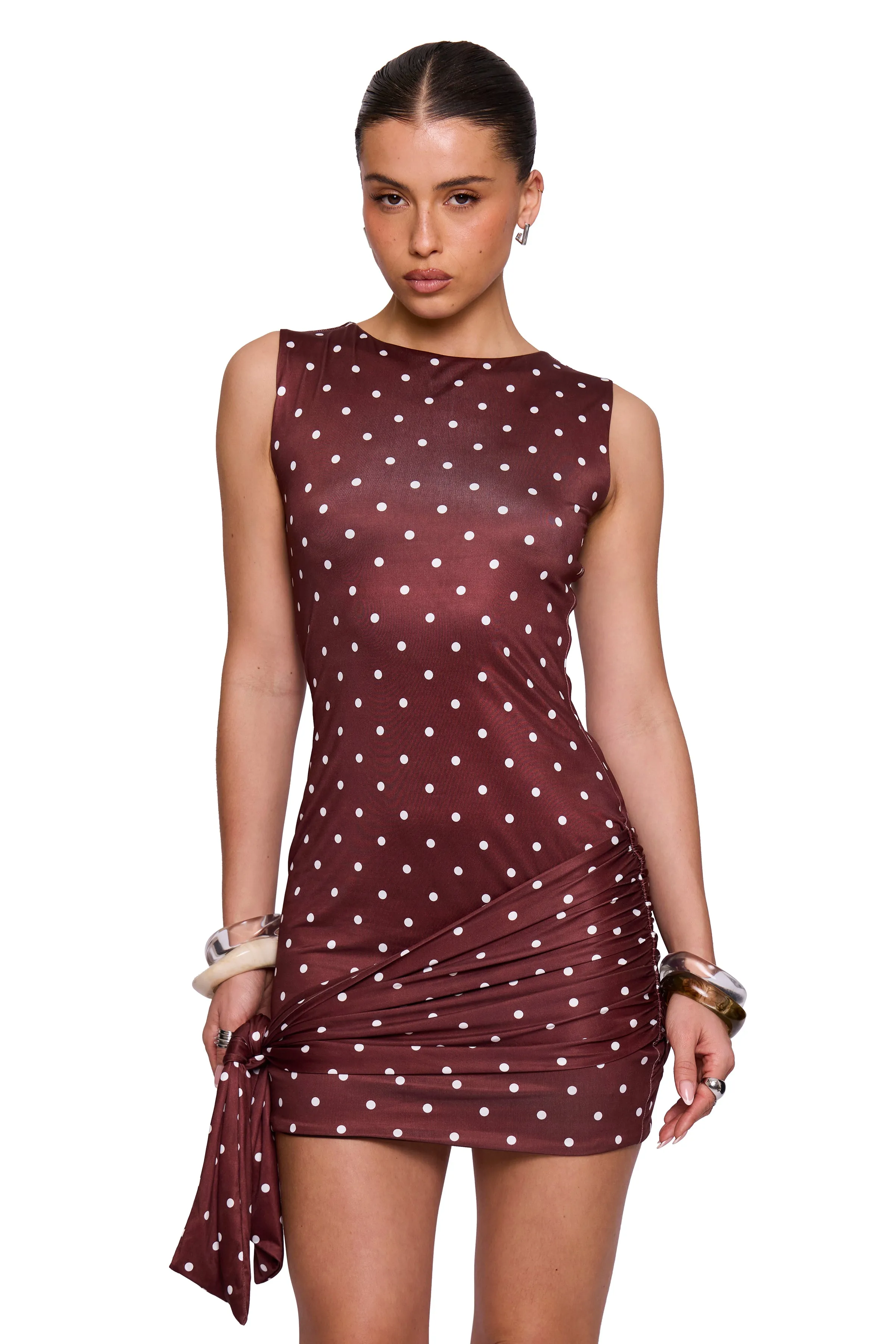 Chocolate Polka Wrap Dress sold by Missy Empire product image thumbnail 2