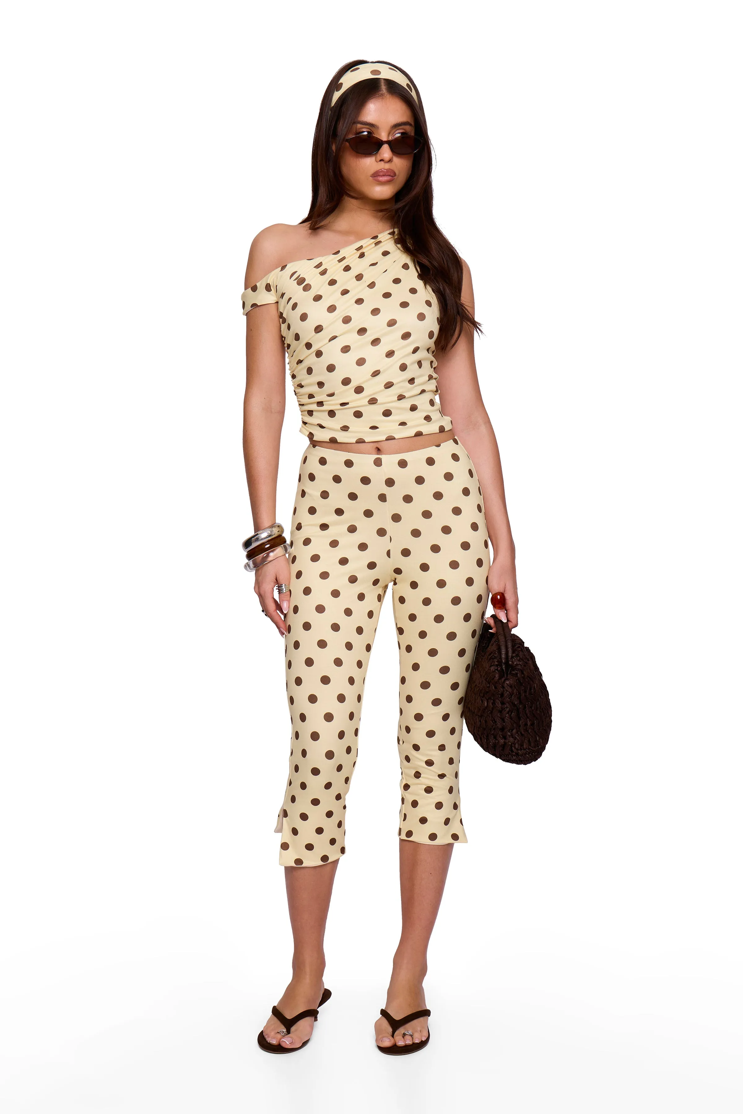 Butter Cream Polka Top sold by Missy Empire