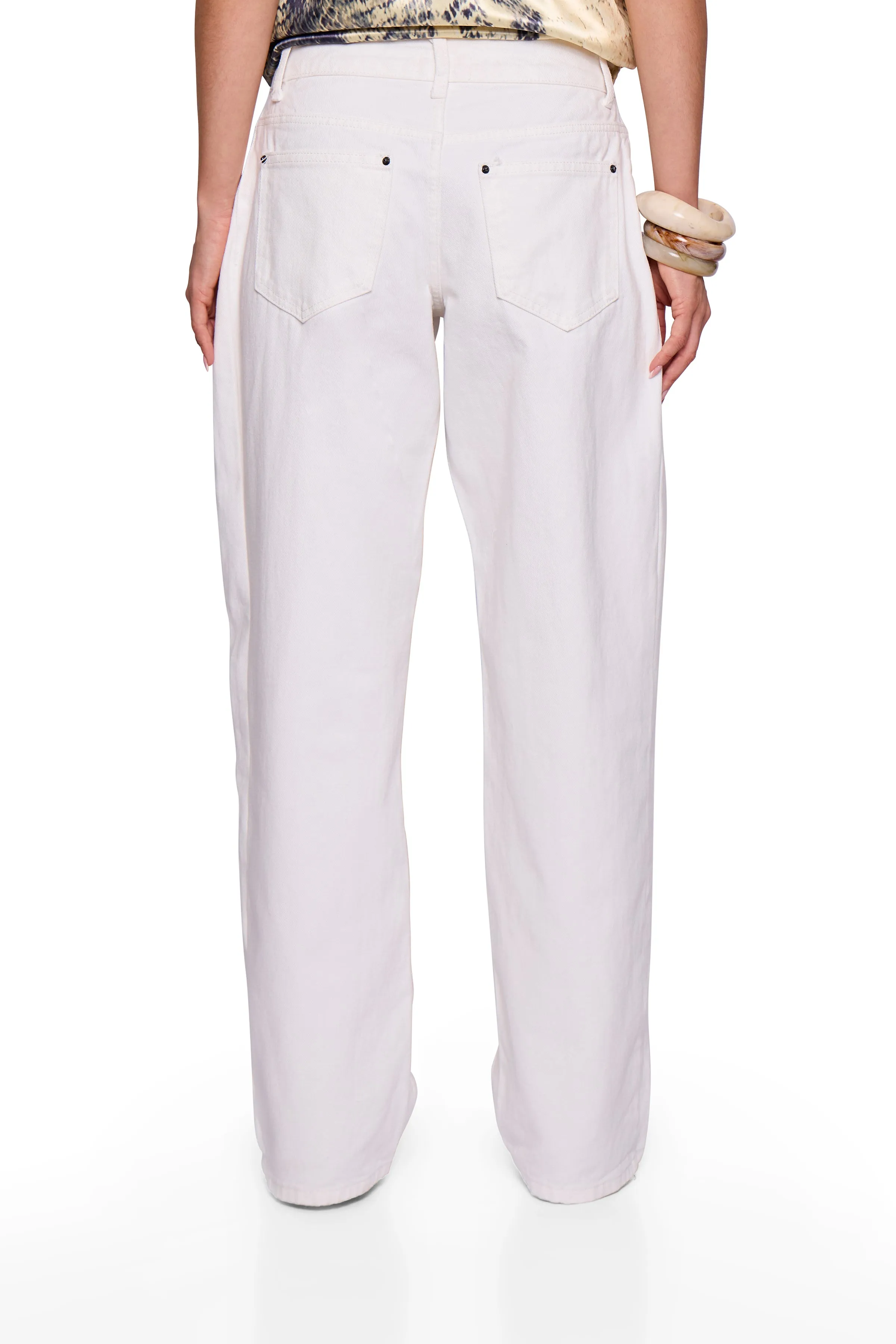 White Denim Barrel Jean sold by Missy Empire product image thumbnail 4