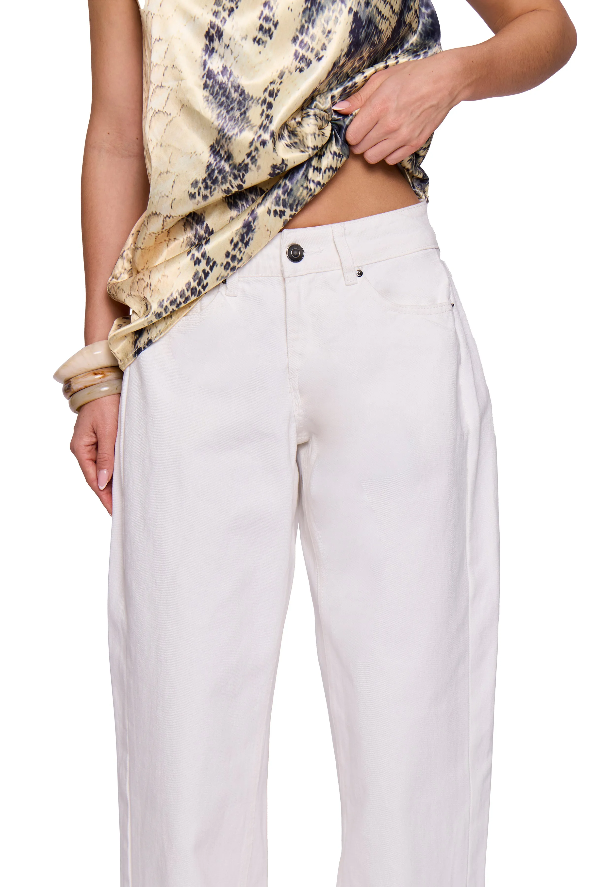White Denim Barrel Jean sold by Missy Empire product image thumbnail 5