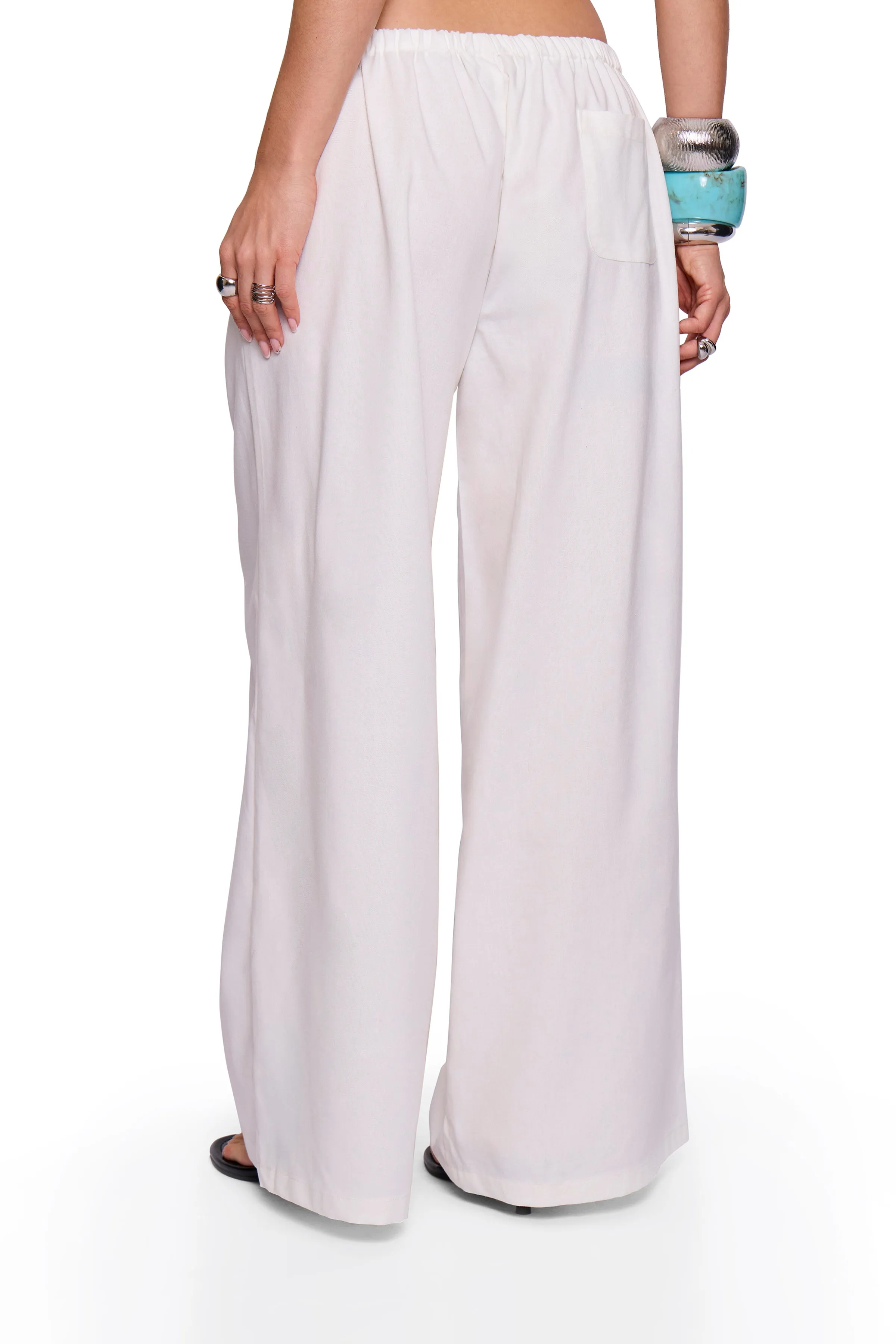 White Linen Blend Wide Trouser sold by Missy Empire product image thumbnail 4