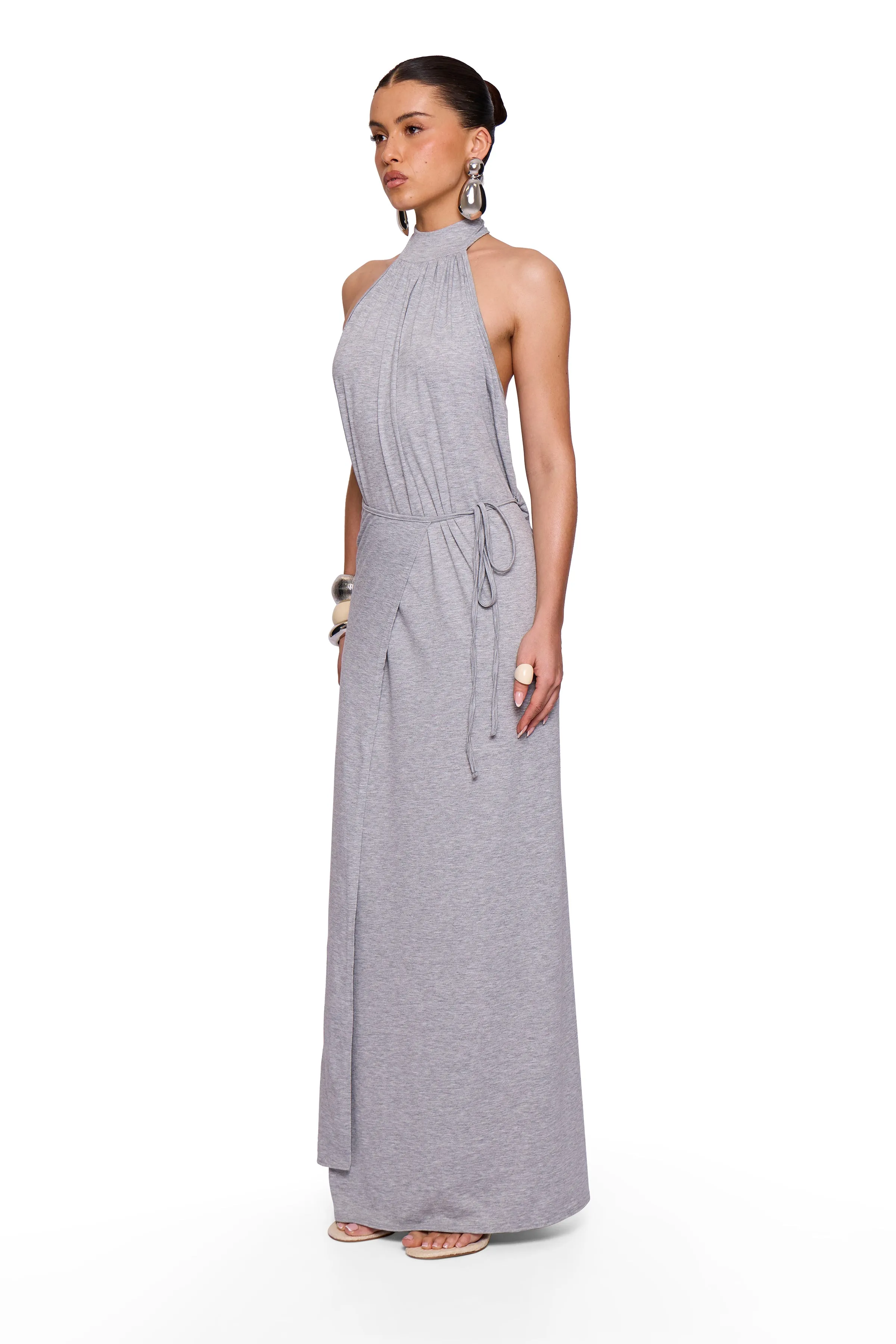 Grey Marl Tie Maxi Dress sold by Missy Empire product image thumbnail 2