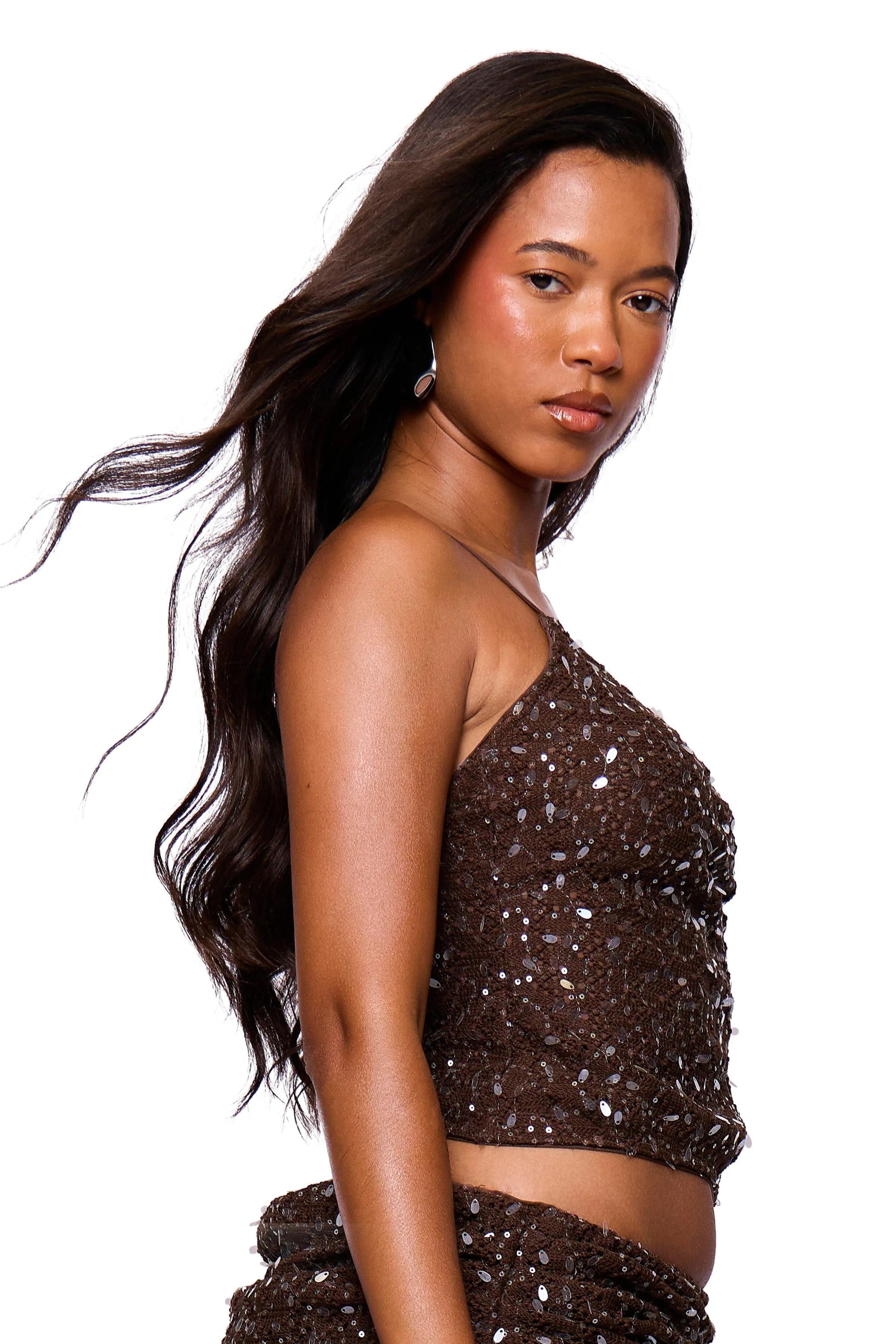 Chocolate Sequin Vest sold by Missy Empire product image thumbnail 3