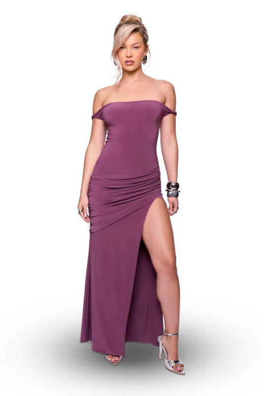 Mauve Twist Maxi Dress made by Missy Empire
