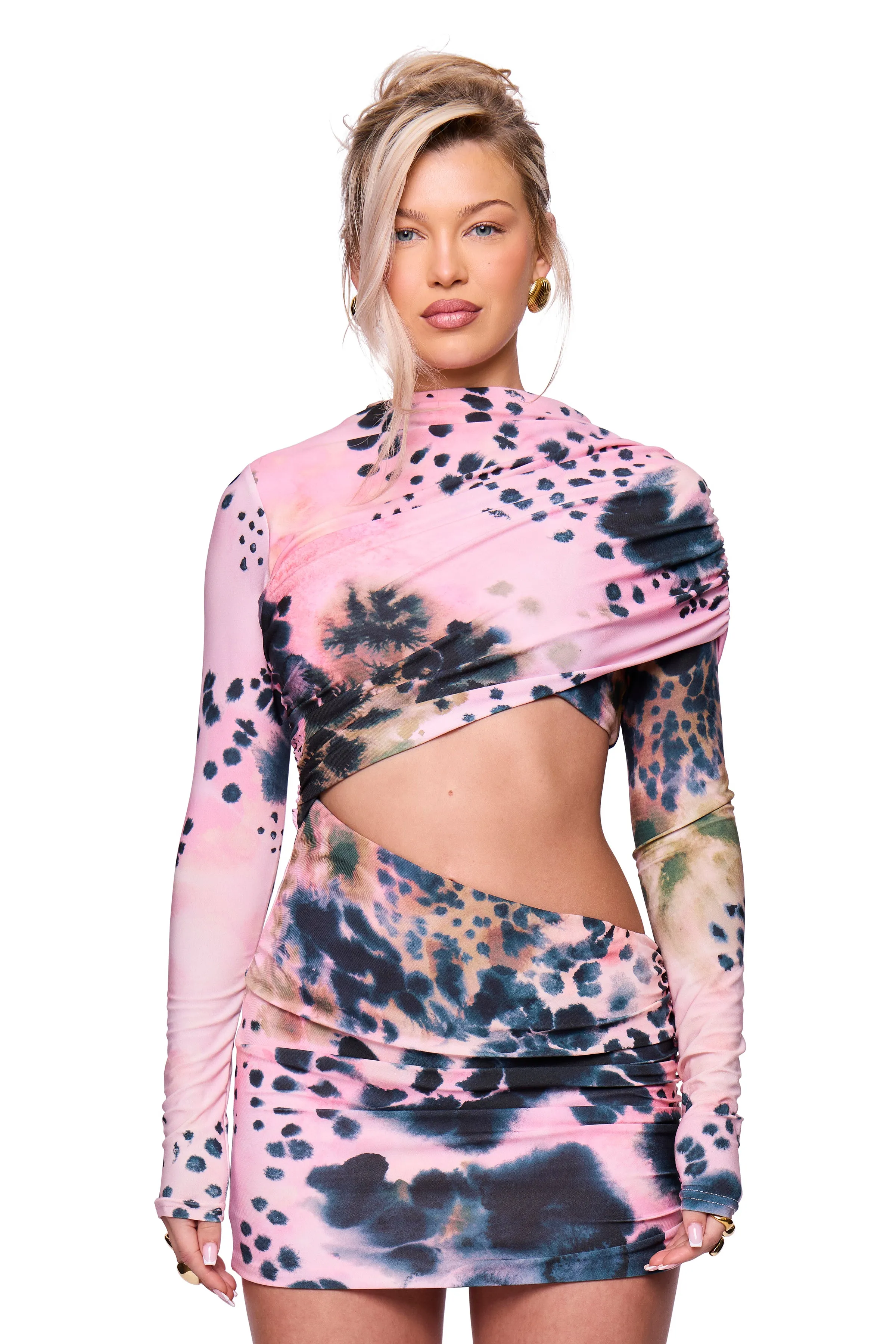 Pink Printed Mini Dress sold by Missy Empire product image thumbnail 4