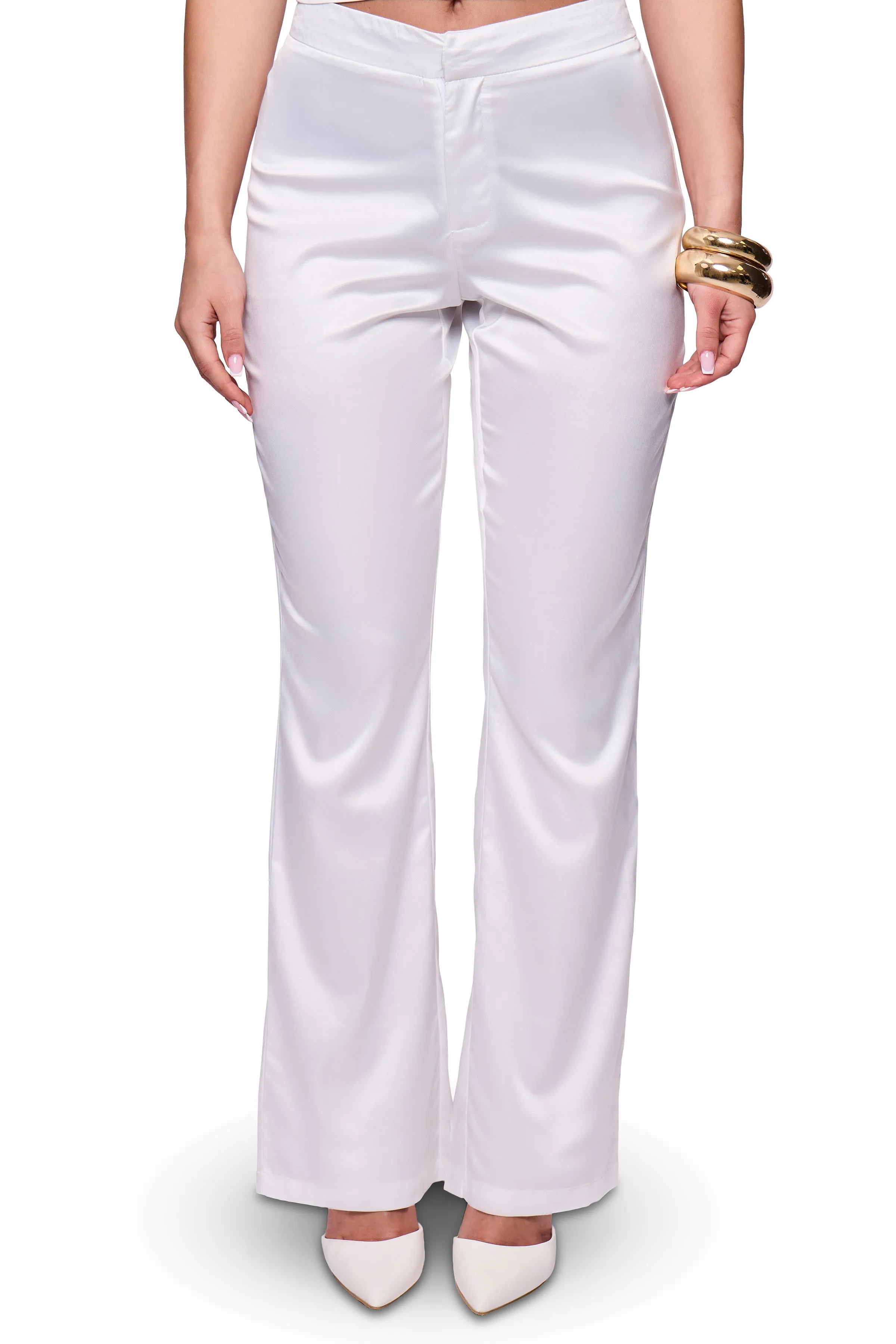 White Straight Trouser sold by Missy Empire product image thumbnail 2