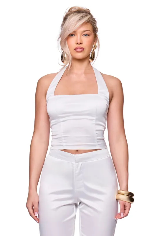 White Halter Neck Top made by Missy Empire