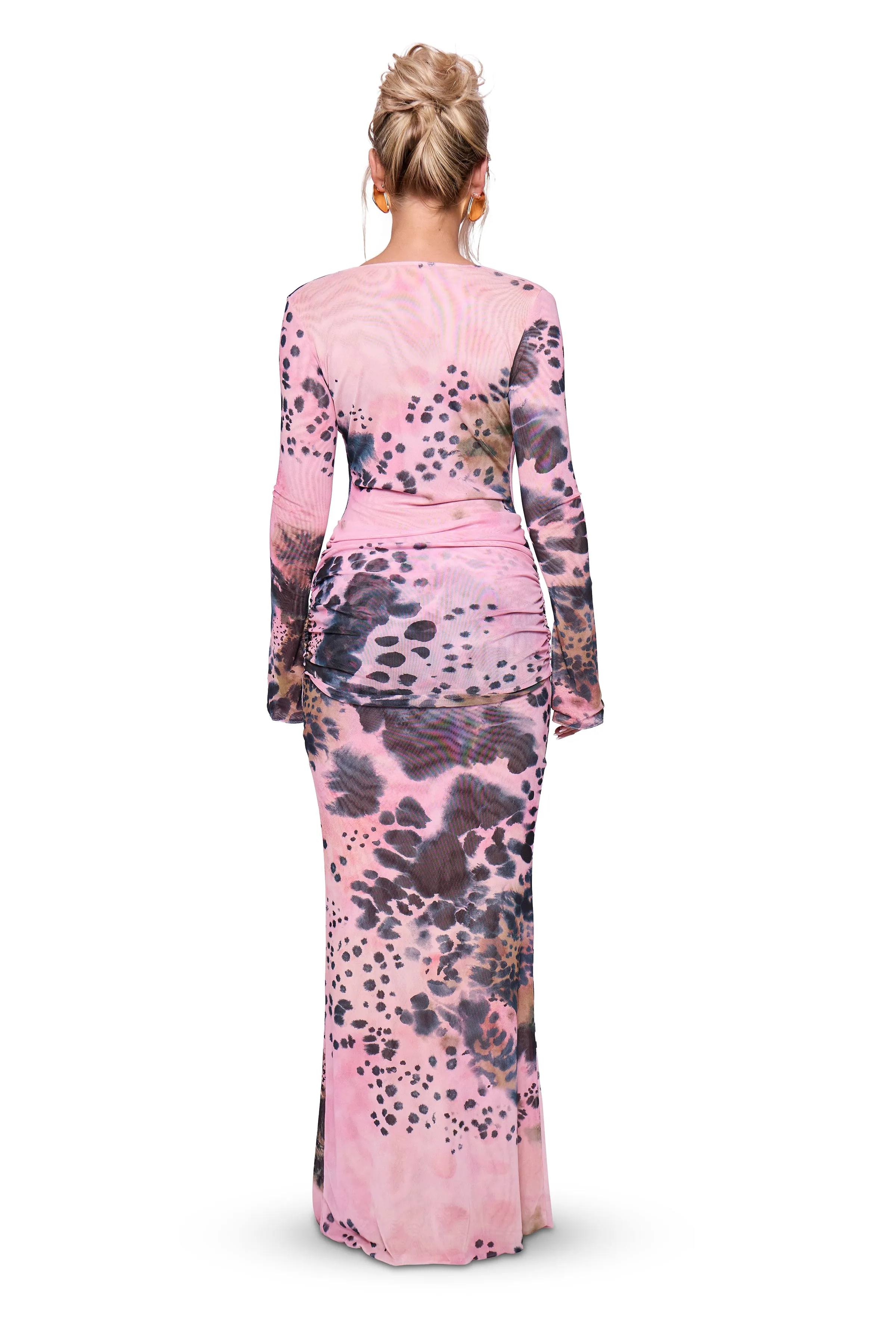 Pink Printed Drape Maxi Dress sold by Missy Empire product image thumbnail 5