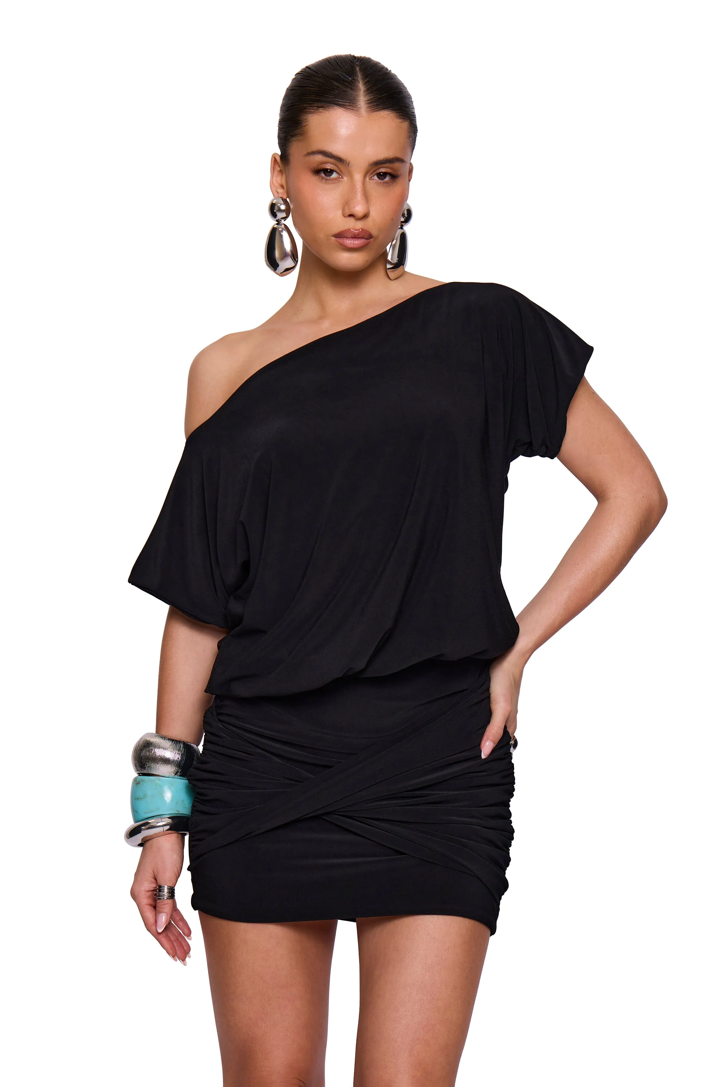 Black Twist Mini Dress sold by Missy Empire