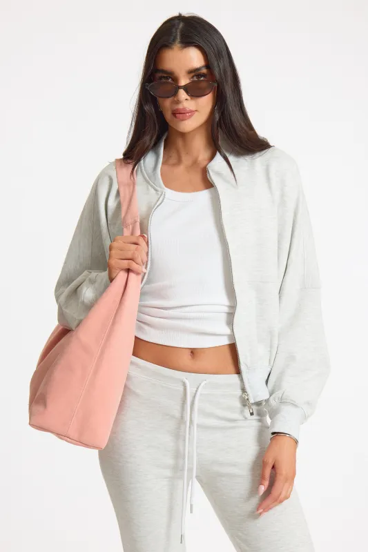 Bleached Grey Slouch Fit Double Zip Hoodie made by Missy Empire