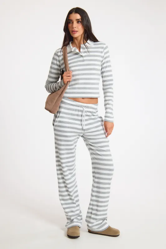 White Stripe Striped Relaxed Rib Jogger made by Missy Empire