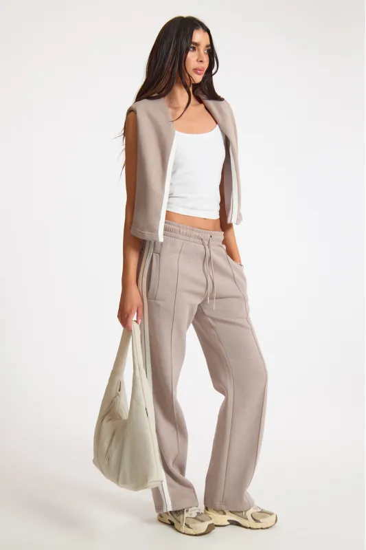Dove Sport Stripe Adjustable Waist Jogger made by Missy Empire
