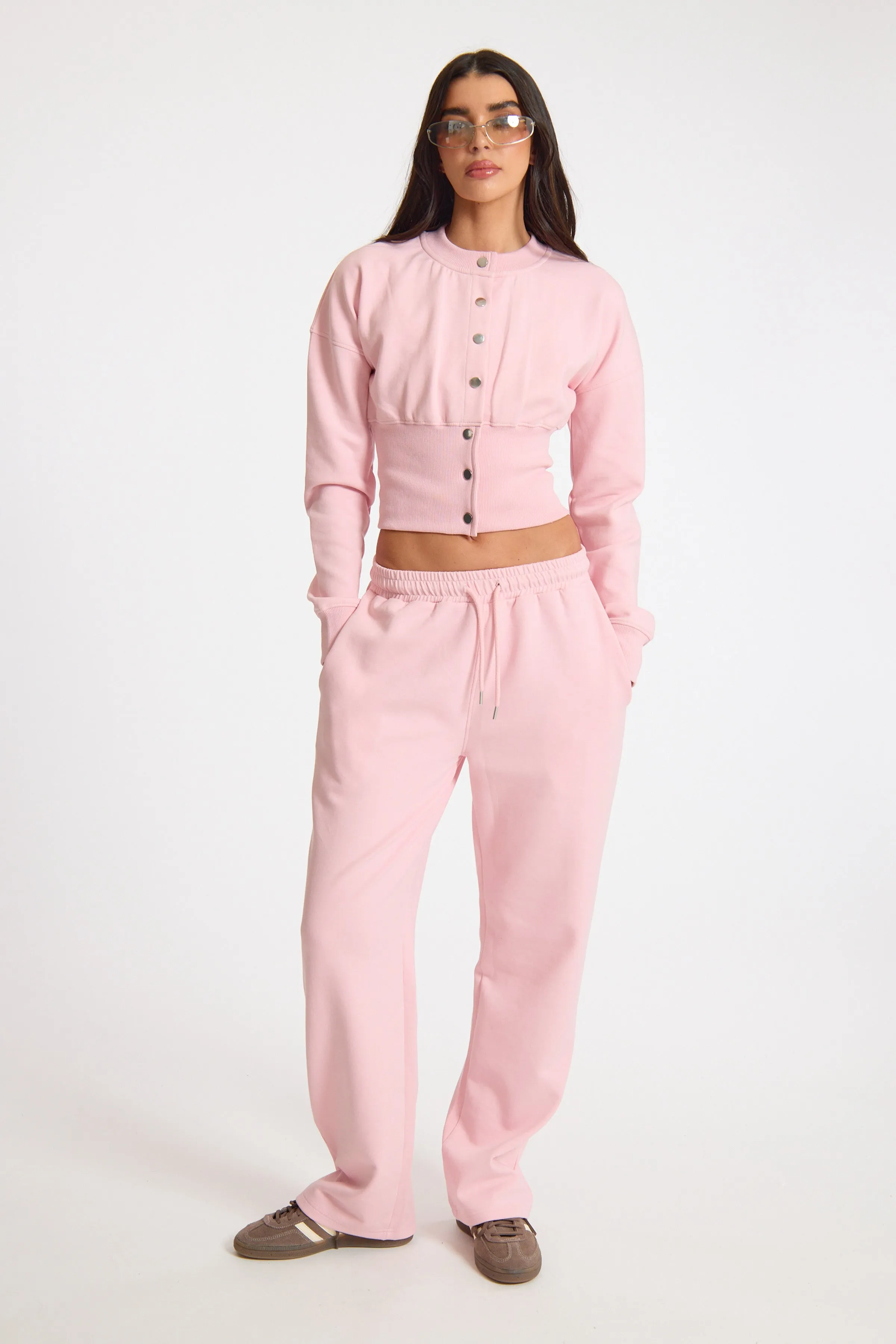 Pink Popper Button Ribbed Waist Sweatshirt sold by Missy Empire product image thumbnail 4