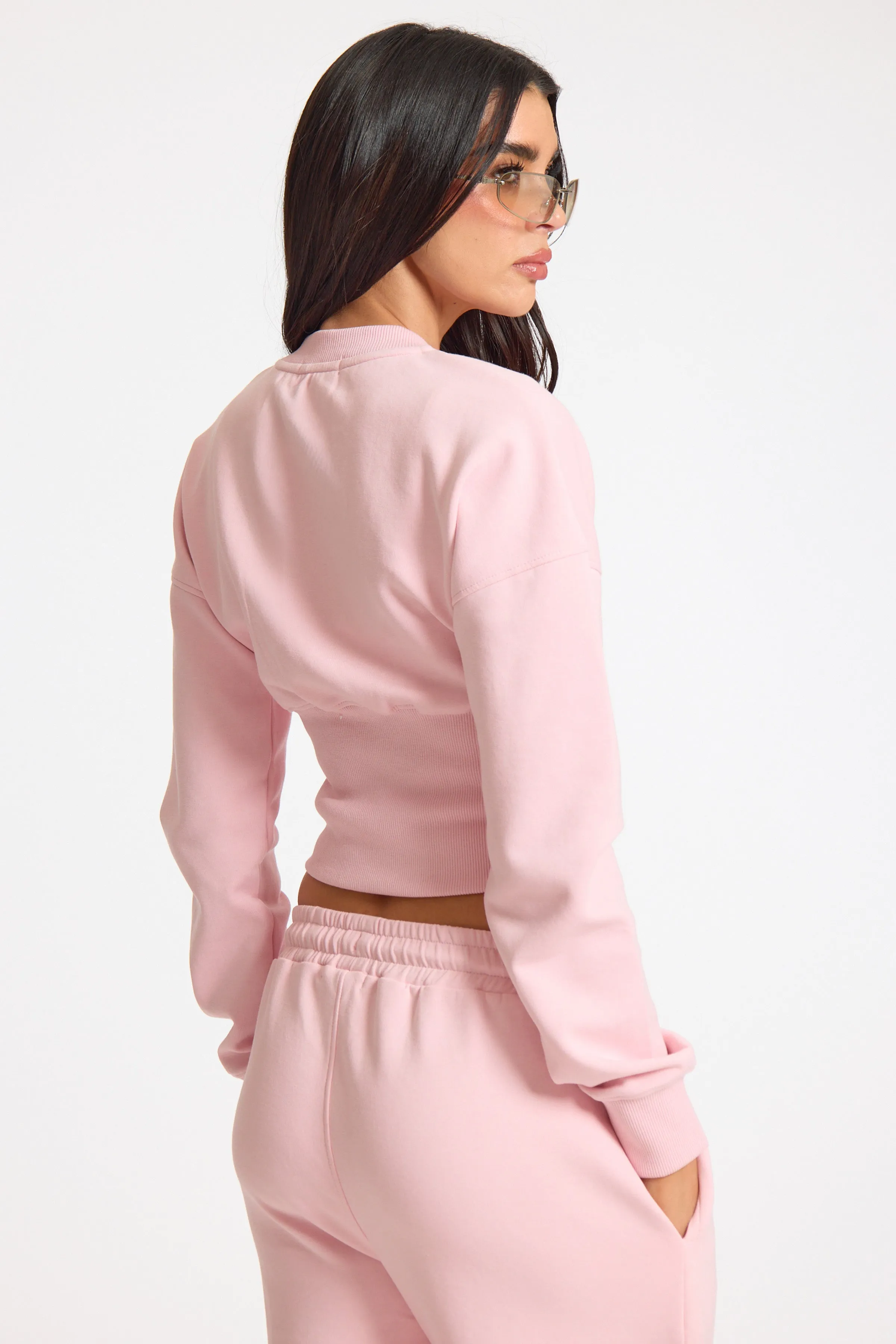 Pink Popper Button Ribbed Waist Sweatshirt sold by Missy Empire product image thumbnail 3